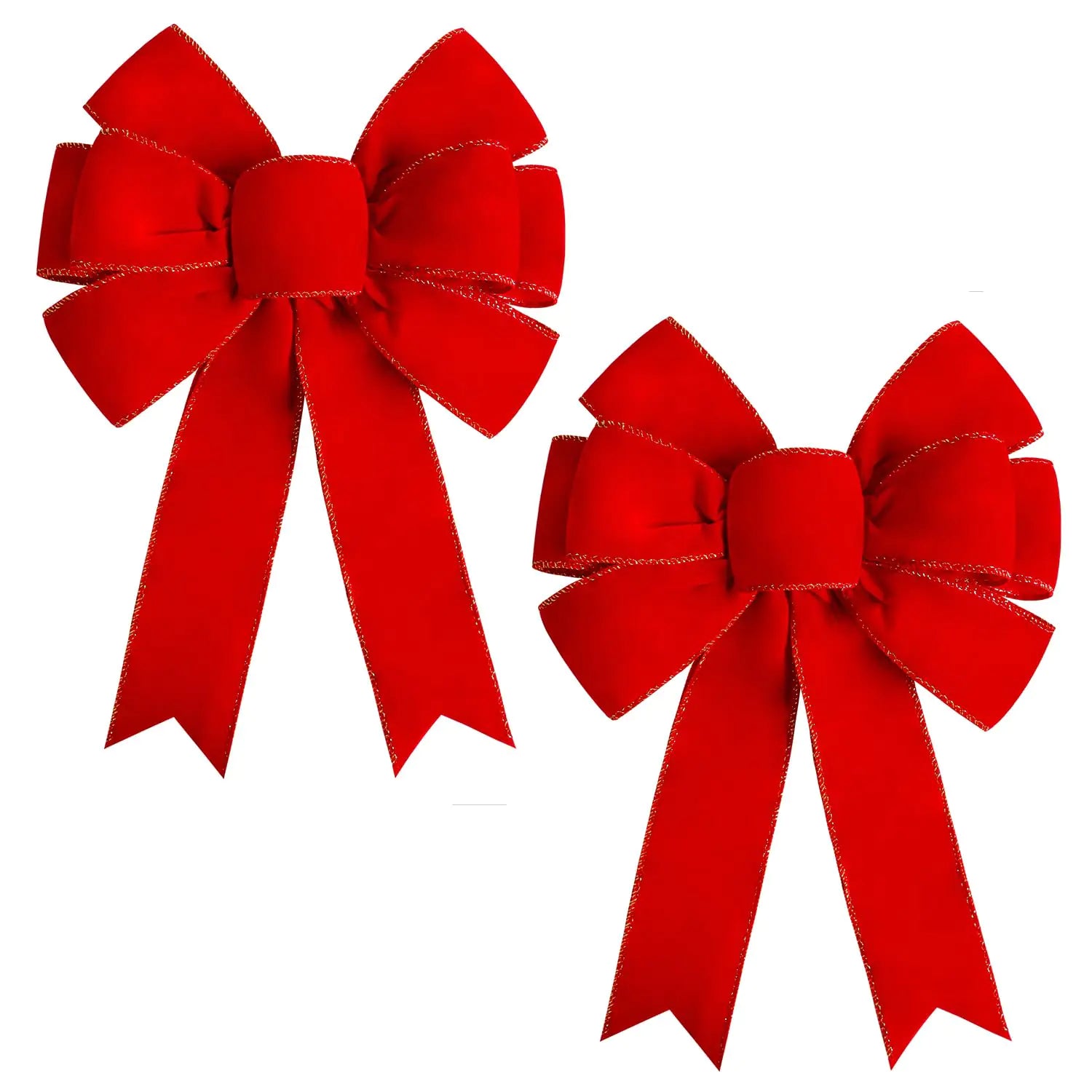 2 Pack Large Red Velvet Christmas Bows – 16x24” Wired Wreath & Tree Holiday Décor