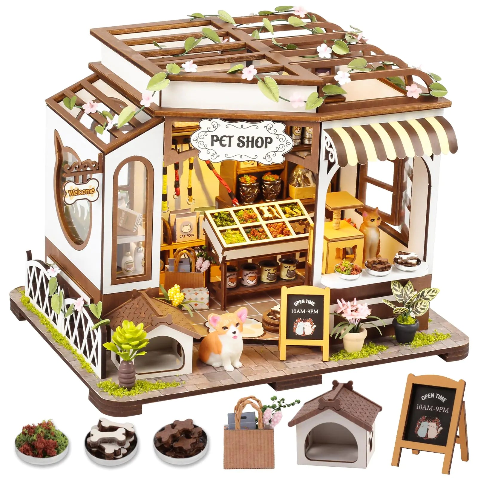 Pet Shop Miniature House Craft Kit with LED & Cover