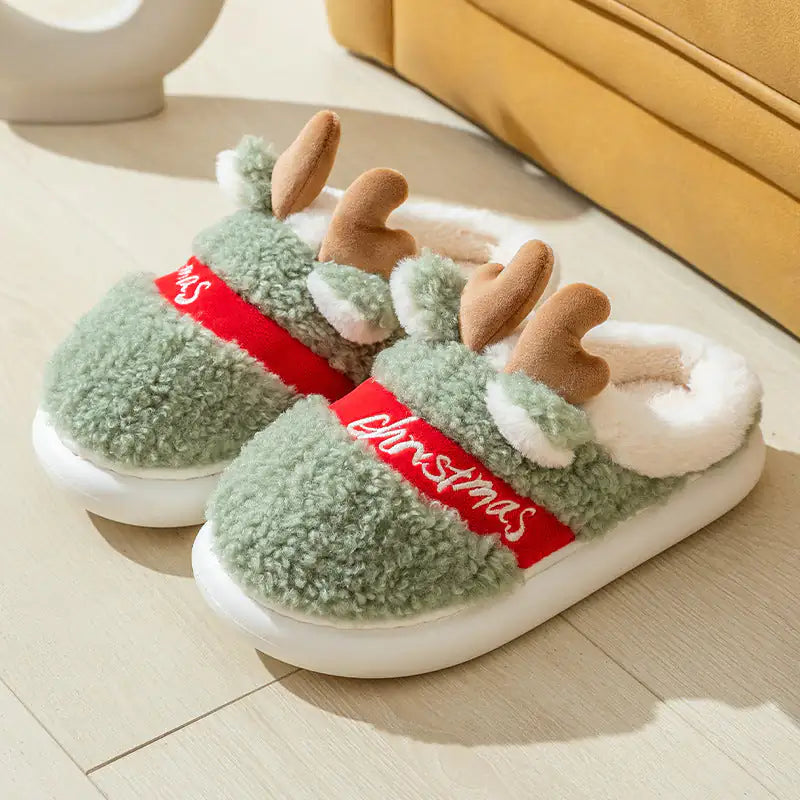 Christmas Elk Cozy Slippers - Soft Home Shoes