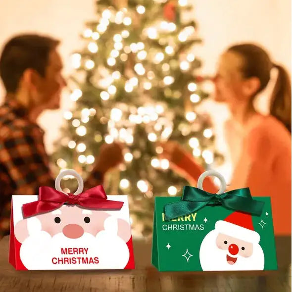 10Pcs Christmas Treat Boxes with Santa Claus Design