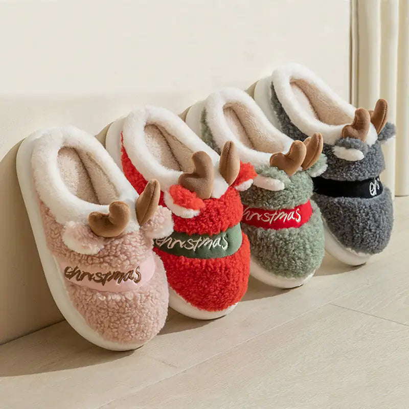 Christmas Elk Cozy Slippers - Soft Home Shoes