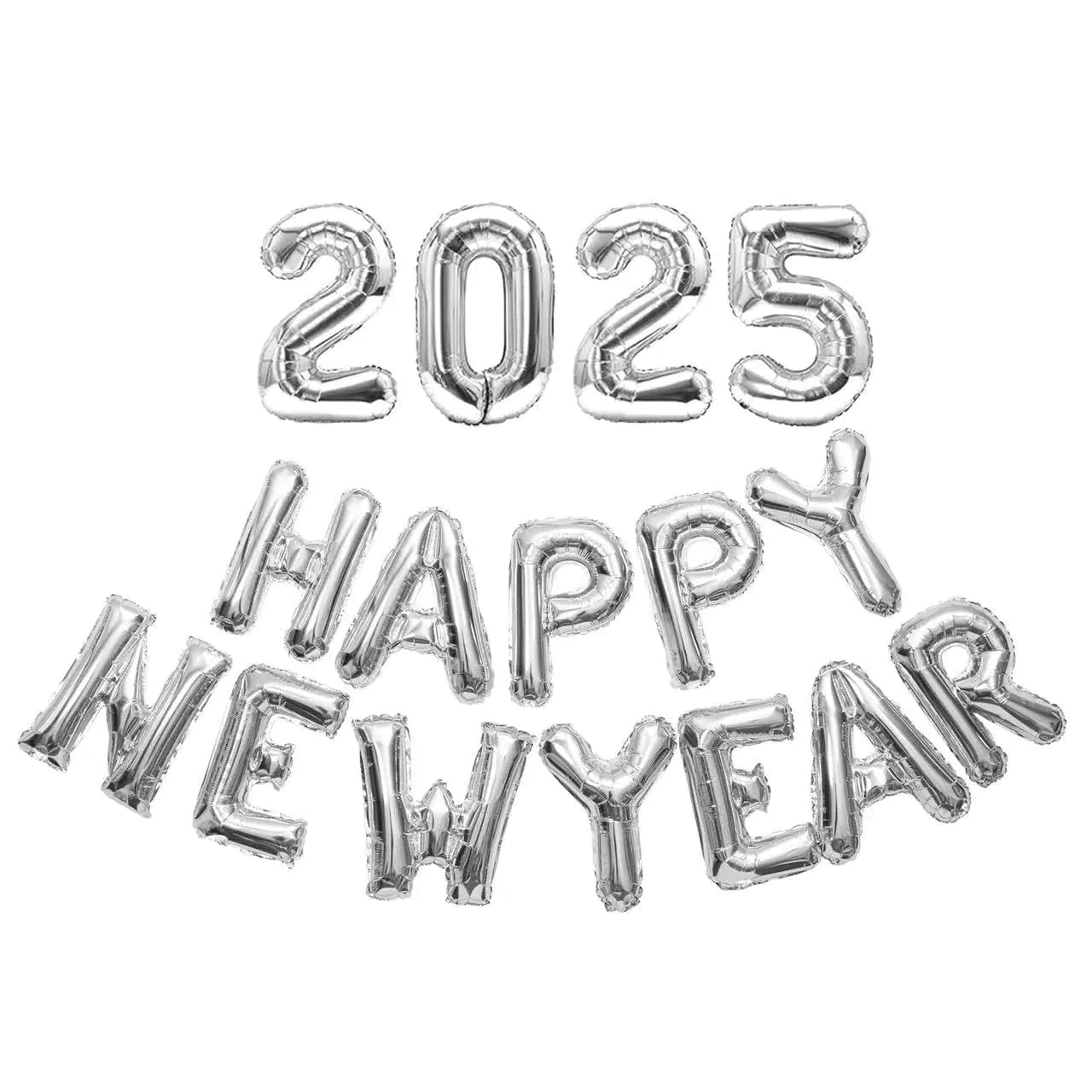 Silver Happy New Year Balloons 2025 16 Inch 2025 Balloons Numbers New Years Eve Party Supplies 2025 NYE Decorations 2025 Happy New Year Decorations 2025 Sliver