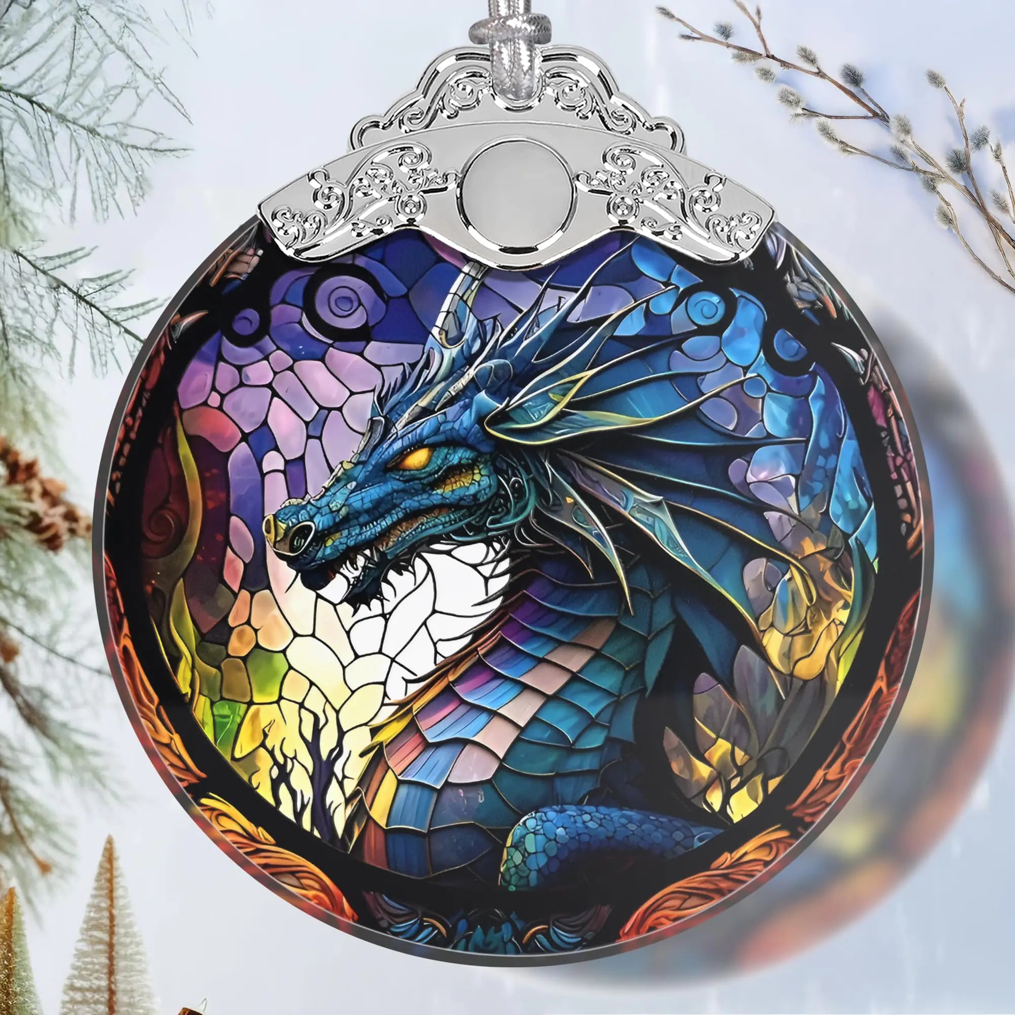 Lucky Stained Glass Dragon Ornament