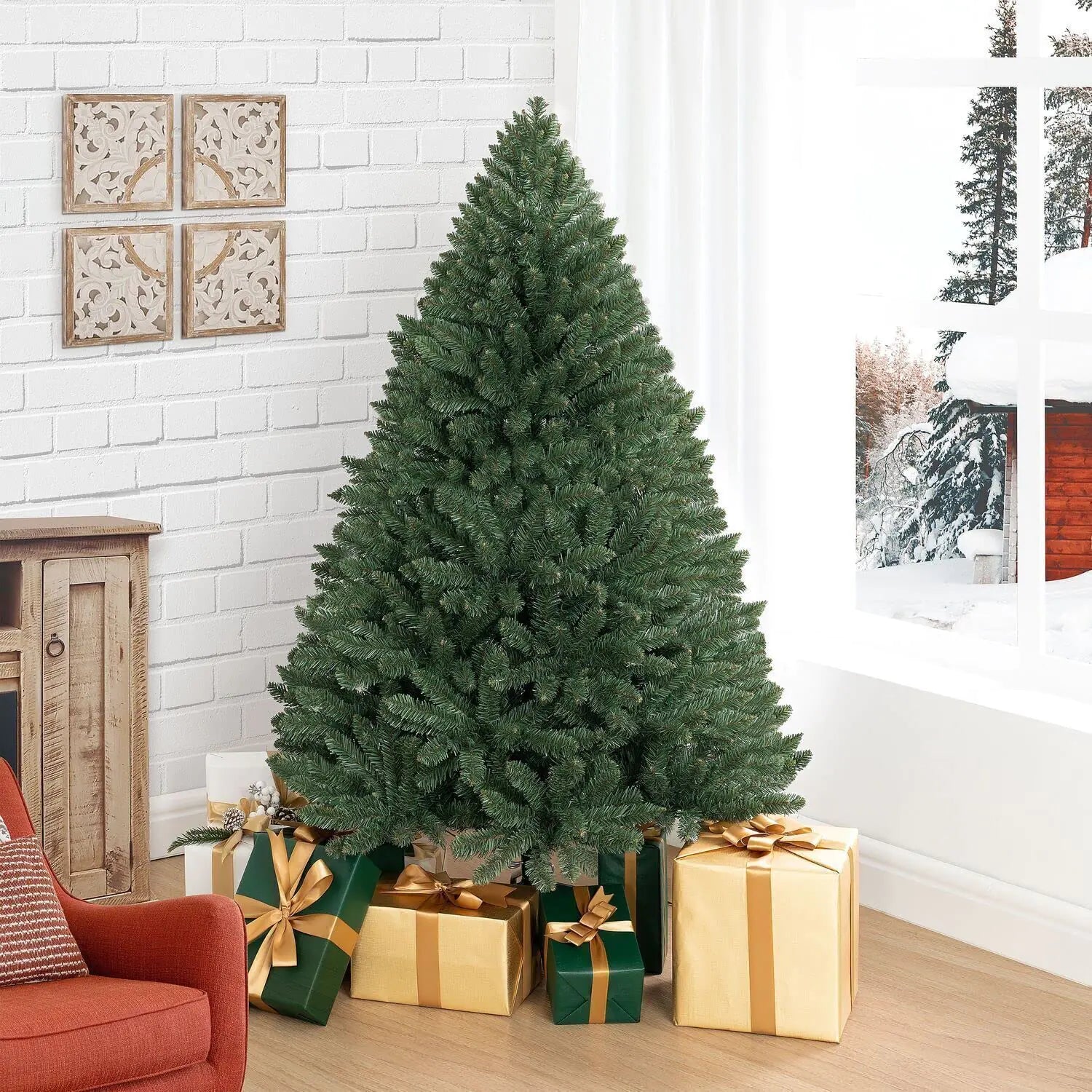 Naomi Home 4.5ft Pre-Lit Spruce Christmas Tree with Foot Pedal