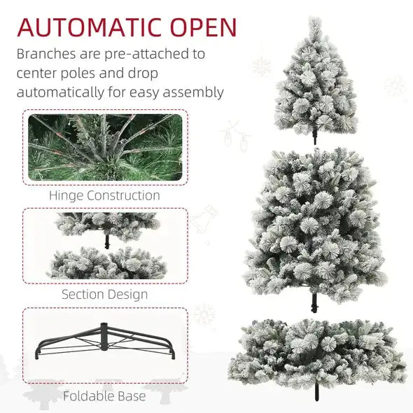 Snowy Splendor 6.5 Ft Lit Christmas Tree with Clear Lights