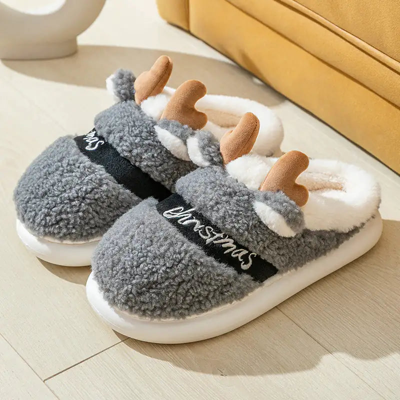 Christmas Elk Cozy Slippers - Soft Home Shoes