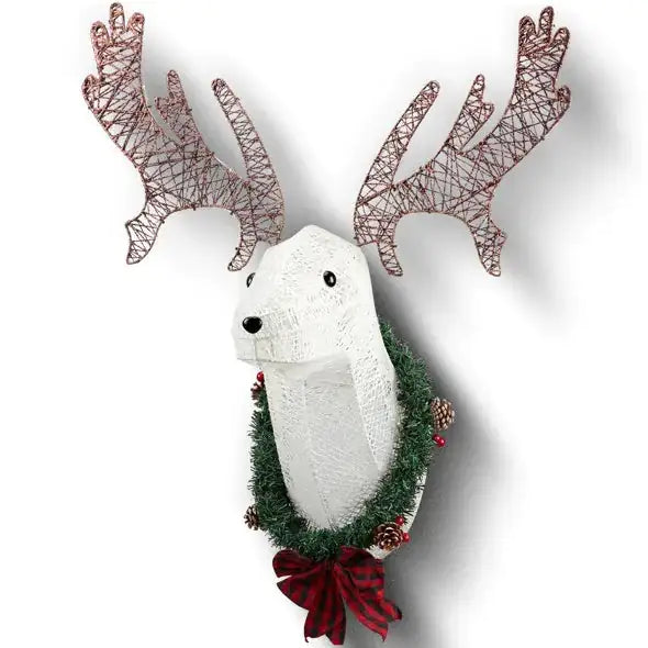 Lighted Christmas Wall Decor Reindeer Head, 39 Pre-lit 3D Rudolph.