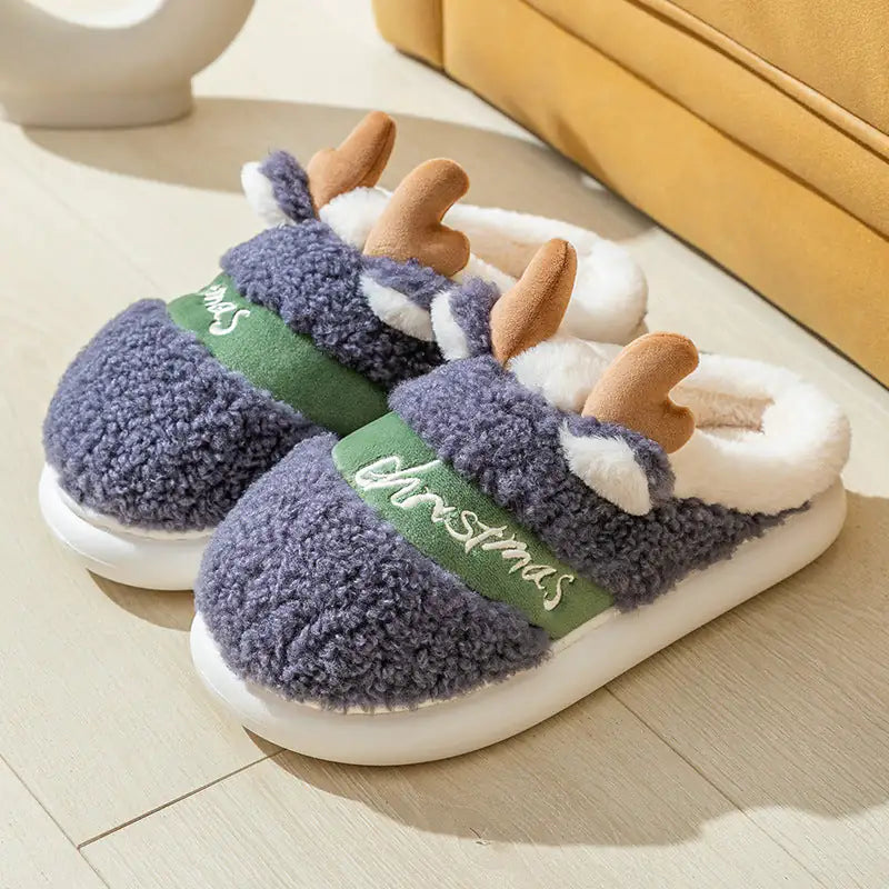Christmas Elk Cozy Slippers - Soft Home Shoes