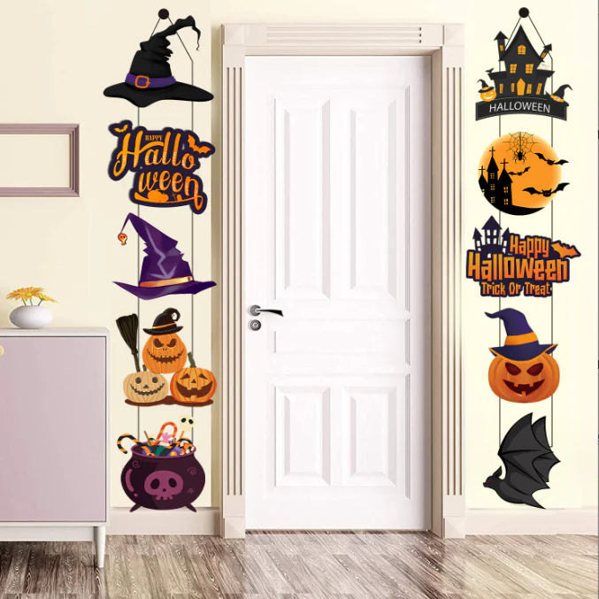 10PCS Halloween Door Hanging Banner Home Decoration Set
