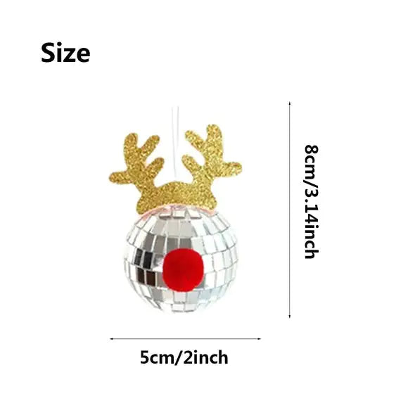 5PCS Silver Elk Horn Disco Balls Christmas Tree Ornaments