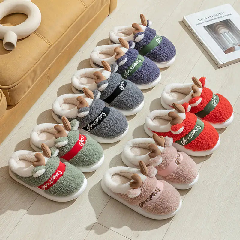 Christmas Elk Cozy Slippers - Soft Home Shoes