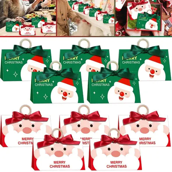 10Pcs Christmas Treat Boxes with Santa Claus Design
