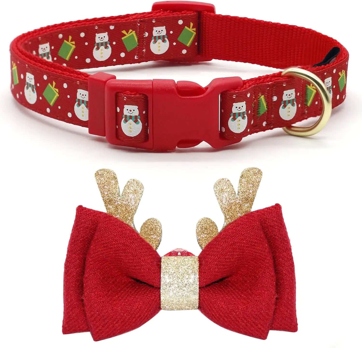 Holiday Cheer Medium Dog Collar with Removable Bow Tie
