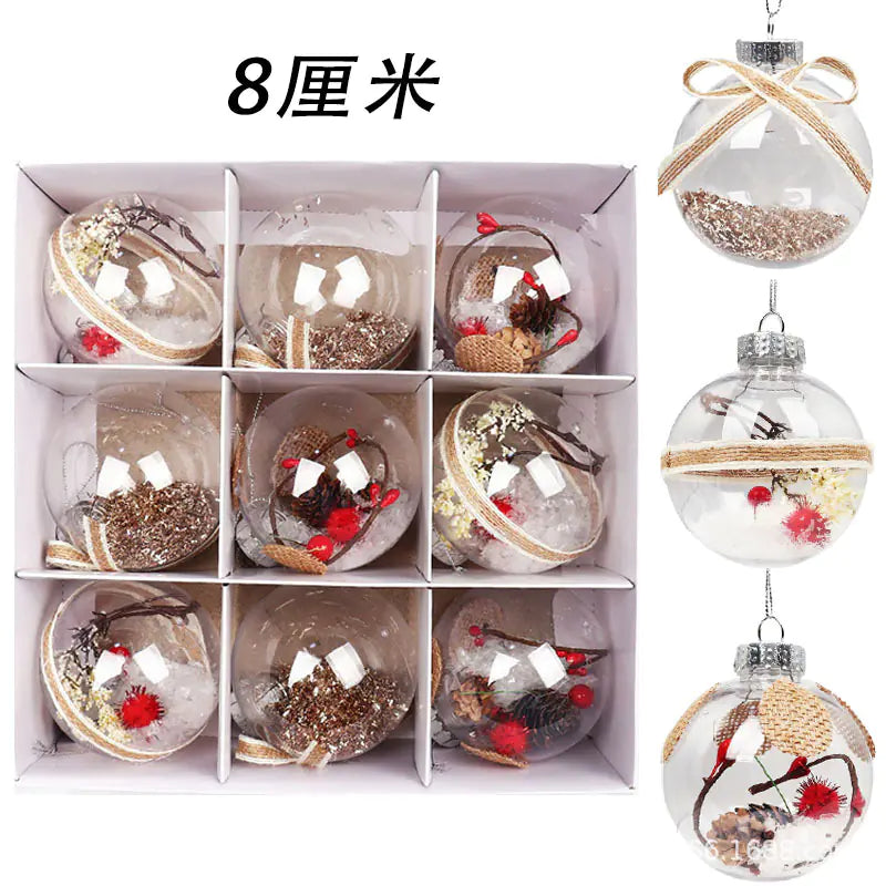 Clear Festive Orbs 8cm Set of 9