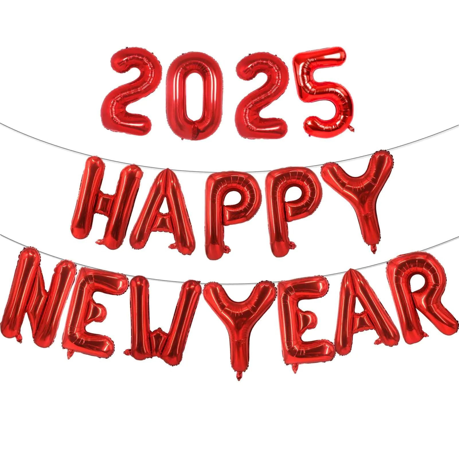 Red Happy New Year 2025 Balloons 16 Inch Happy New Year Balloons RedNew Years Eve Party Supplies 2025 Balloons Red New Years Decorations 2025NYE Balloons New Years 2025 Balloons