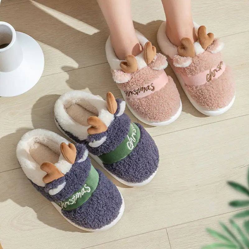 Christmas Elk Cozy Slippers - Soft Home Shoes