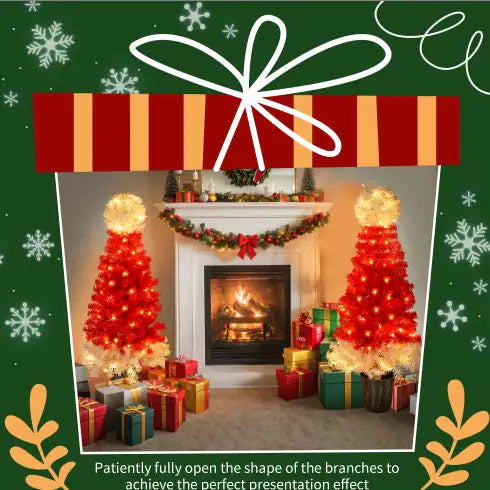 4 ft Lighted Santa Hat Christmas Tree – Set of 2