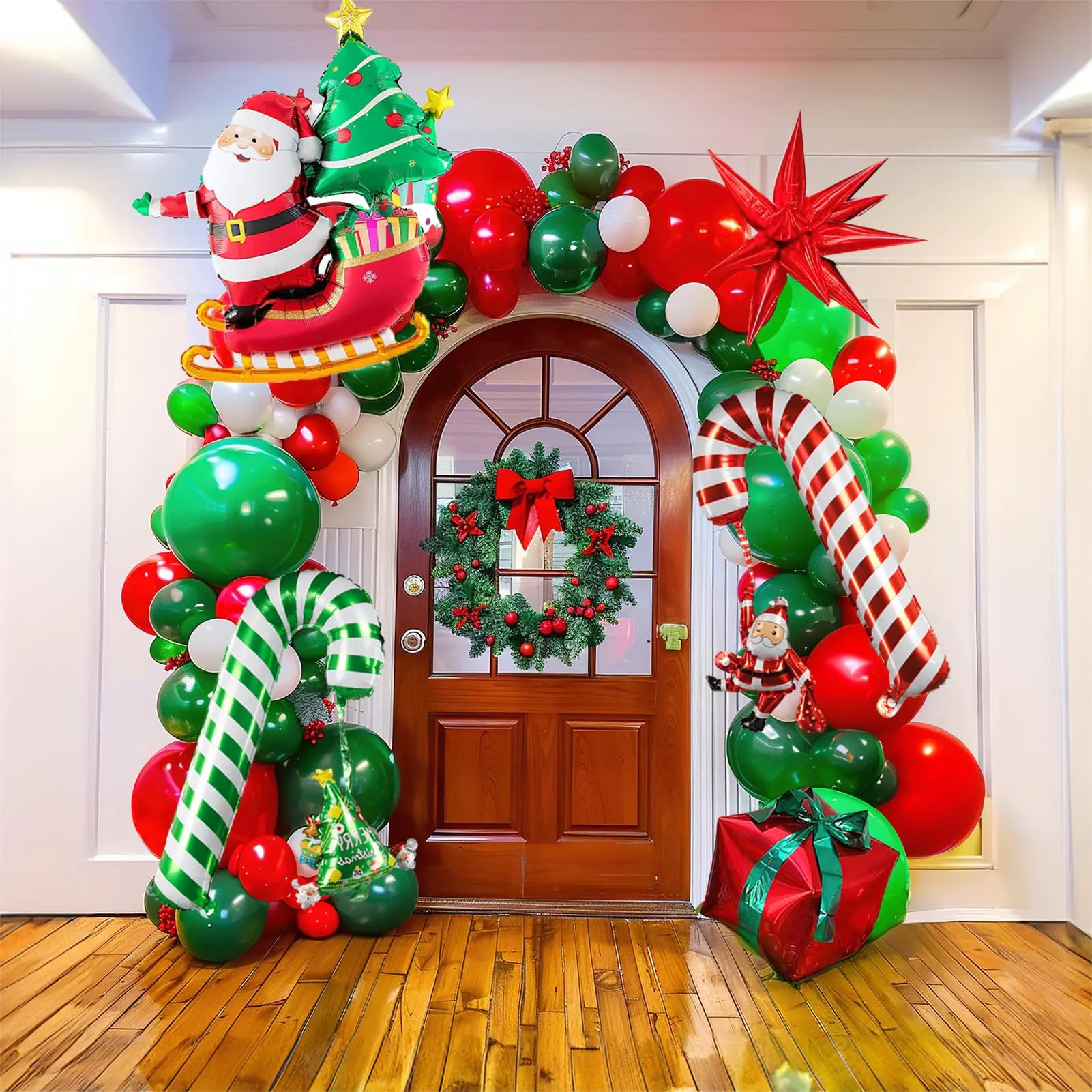 Festive Christmas Balloon Arch Kit 117pcs with Mylar Theme Shapes