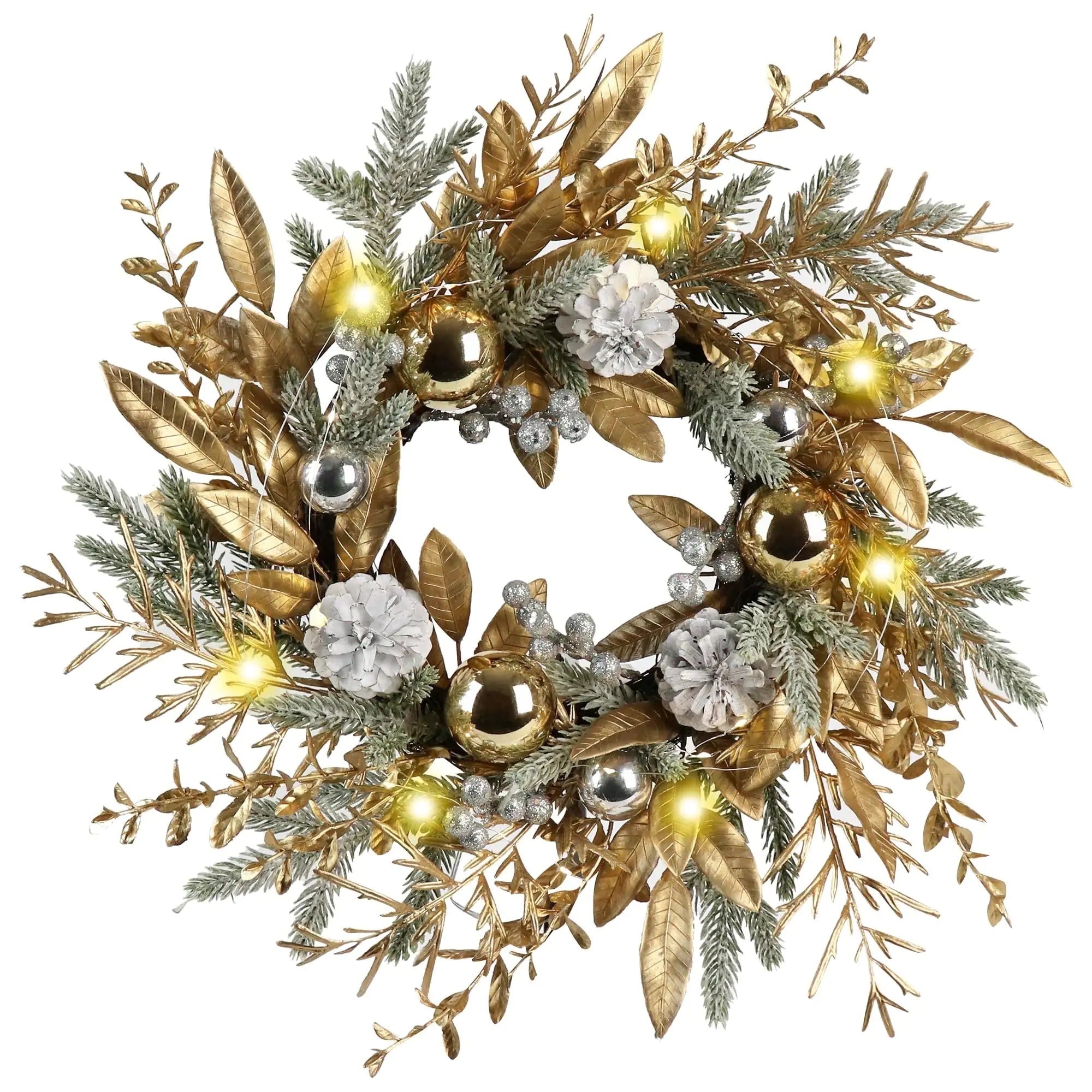 20" Illuminated Christmas Garland Wreath