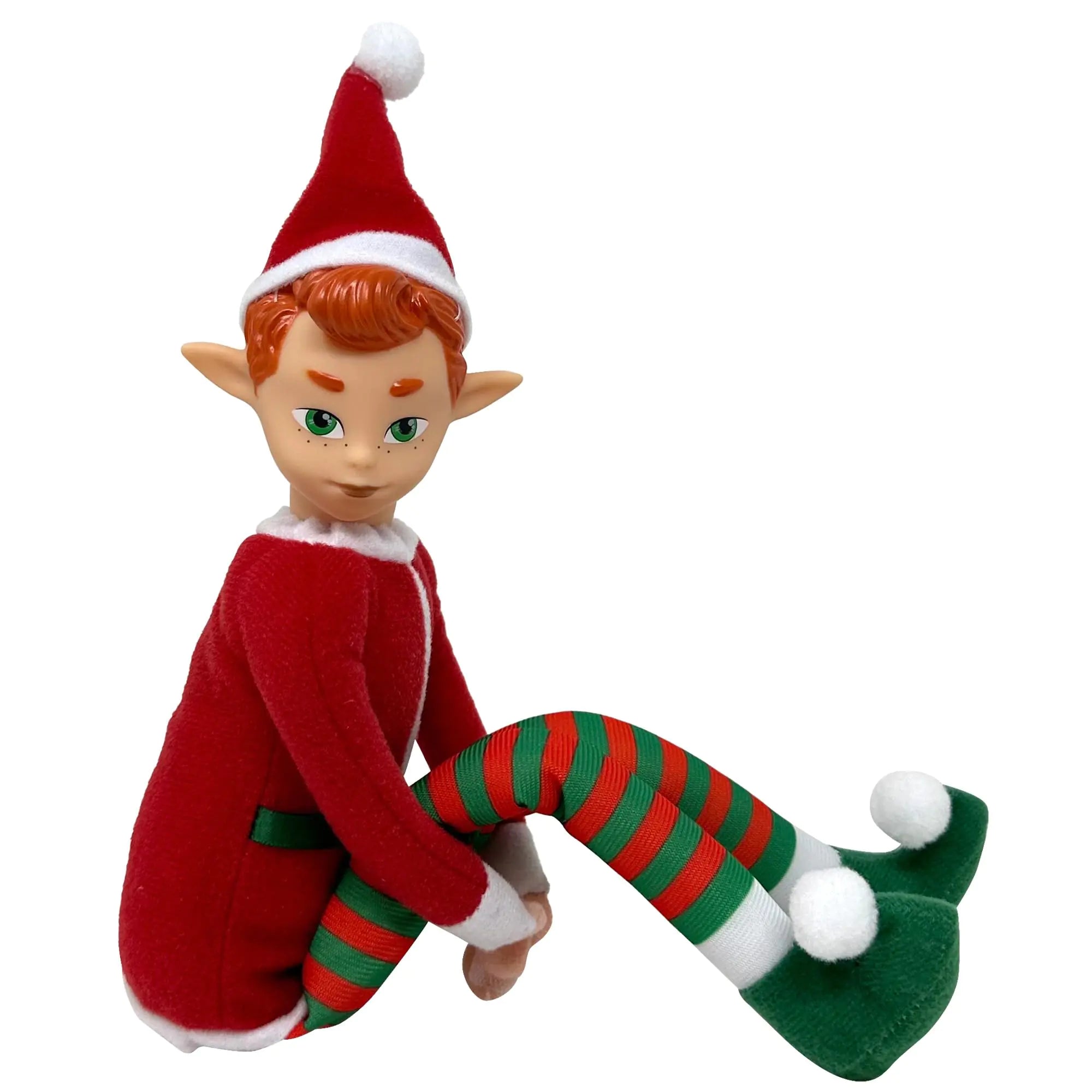 Christmas Elf Toy – 12” Plush Poseable Shelf Sitter with Dangling Legs, Perfect for Holiday Decor