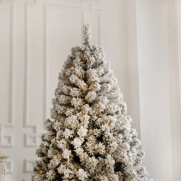 7 FT Pre-lit Snow Flocked Christmas Tree with 400 Lights & Remote
