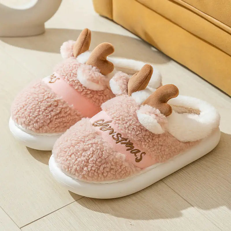 Christmas Elk Cozy Slippers - Soft Home Shoes