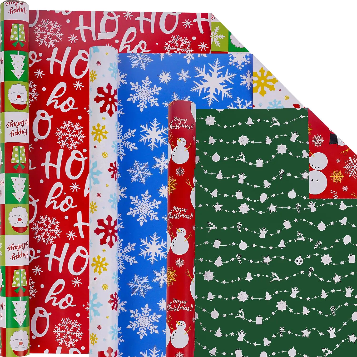 Festive Flip Wrapping Paper Trio - Snowman & Santa Designs