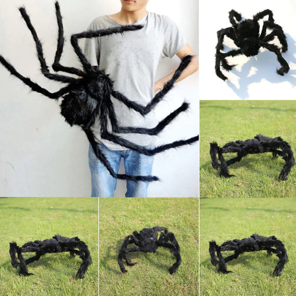 30CM Halloween Black Plush Spider Bar Decoration Toy