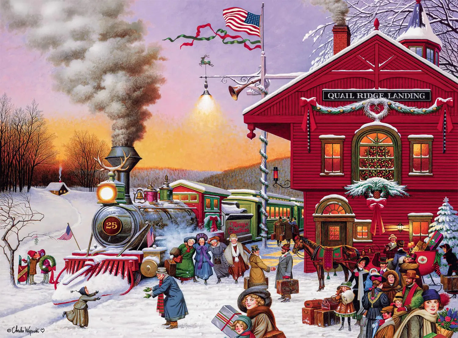 Buffalo Games – Charles Wysocki “Whistle Stop Christmas” 1000 Piece Puzzle for Adults