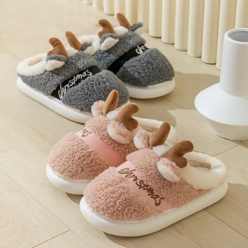 Christmas Elk Cozy Slippers - Soft Home Shoes