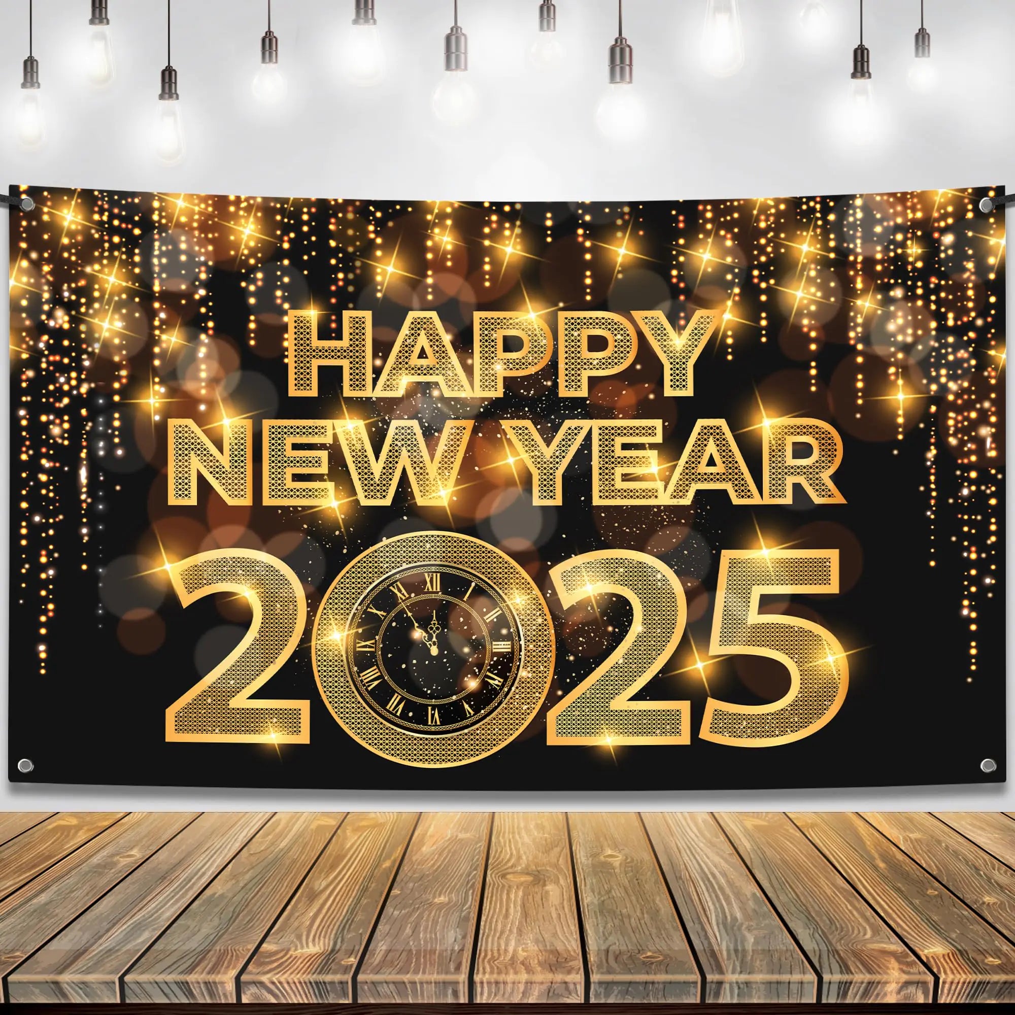 KatchOn XtraLarge Happy New Year Banner 2025 - New Year Backdrop 72x44 Inch | Happy New Year Decorations 2025 | New Years 2025 banner for New Years Eve Party Supplies 2025 | NYE Decorations 2025