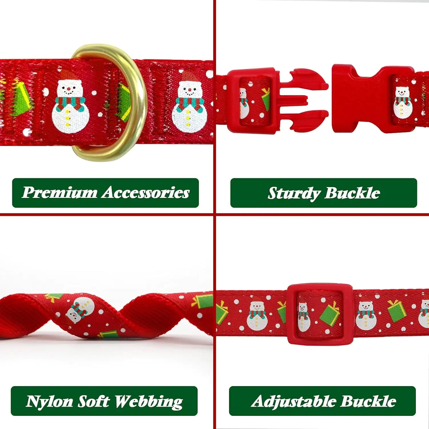 Holiday Cheer Medium Dog Collar with Removable Bow Tie