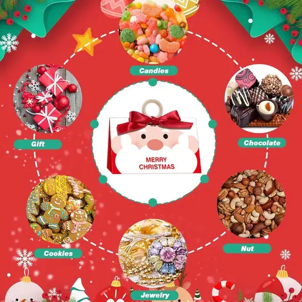 10Pcs Christmas Treat Boxes with Santa Claus Design