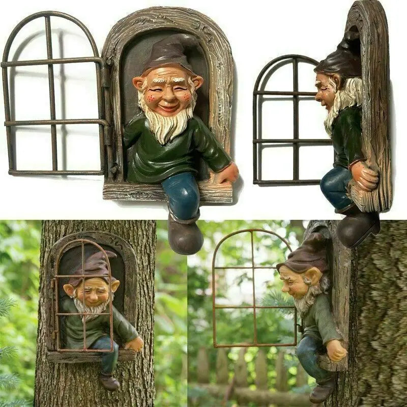 Garden Elf Peekaboo Statue