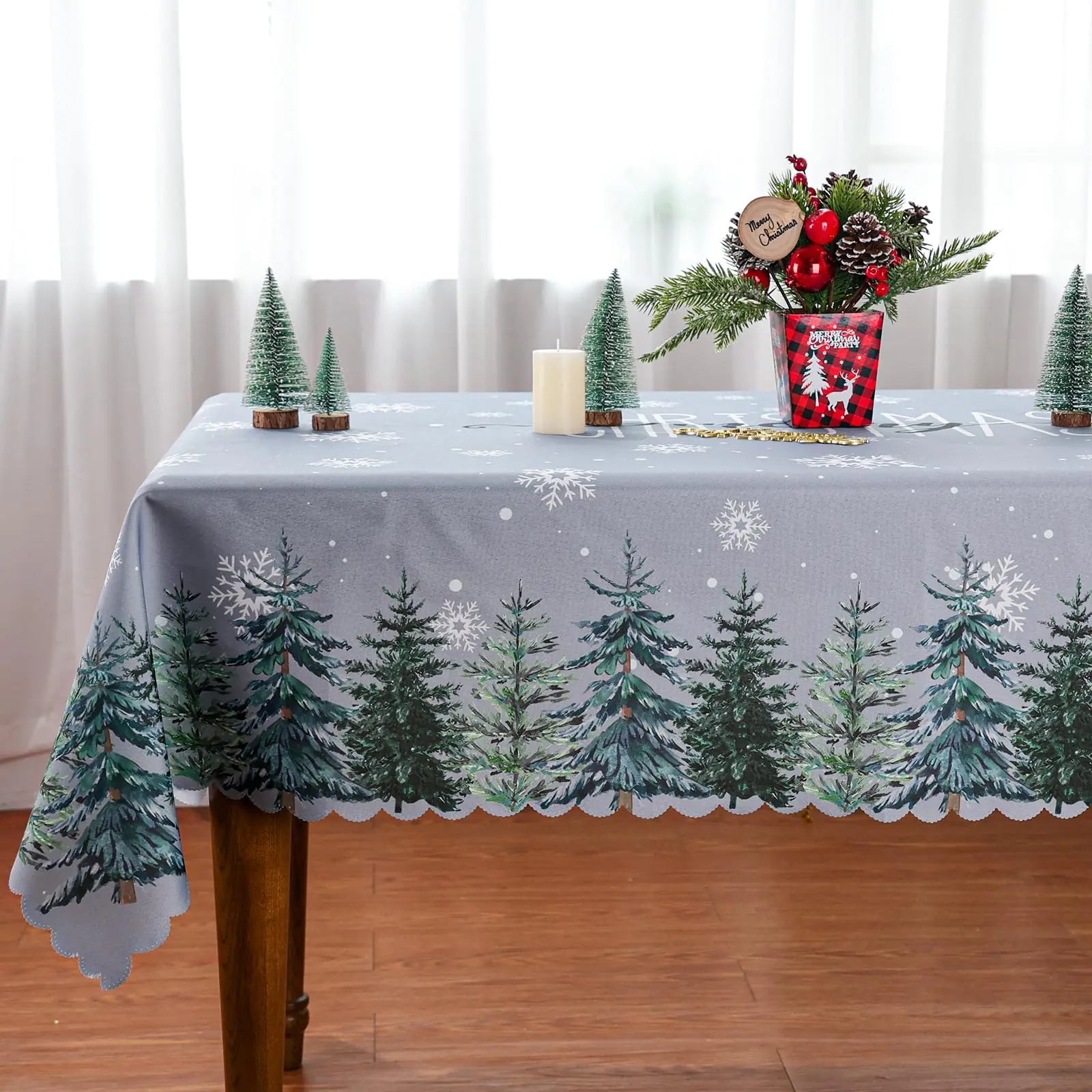 Christmas Tablecloth 60 x 84 Inch for Home Christmas Tree Decor
