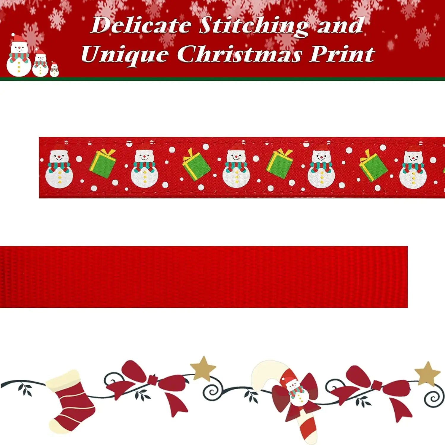 Holiday Cheer Medium Dog Collar with Removable Bow Tie