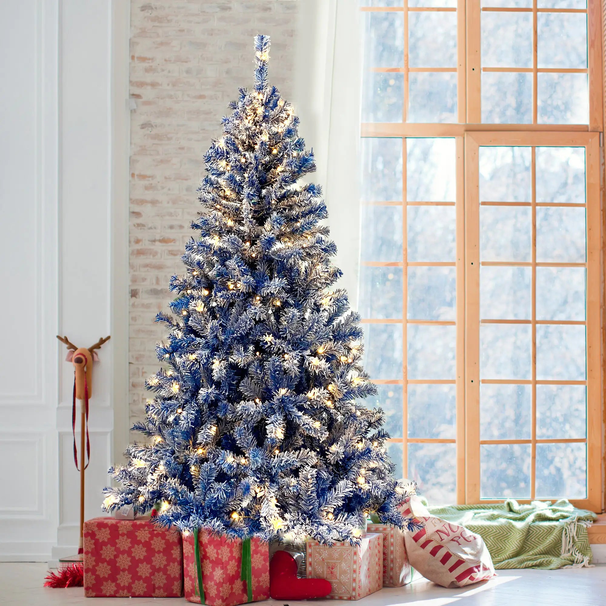 6 ft Artificial Fir Christmas Tree – Snowy & Pre-Lit