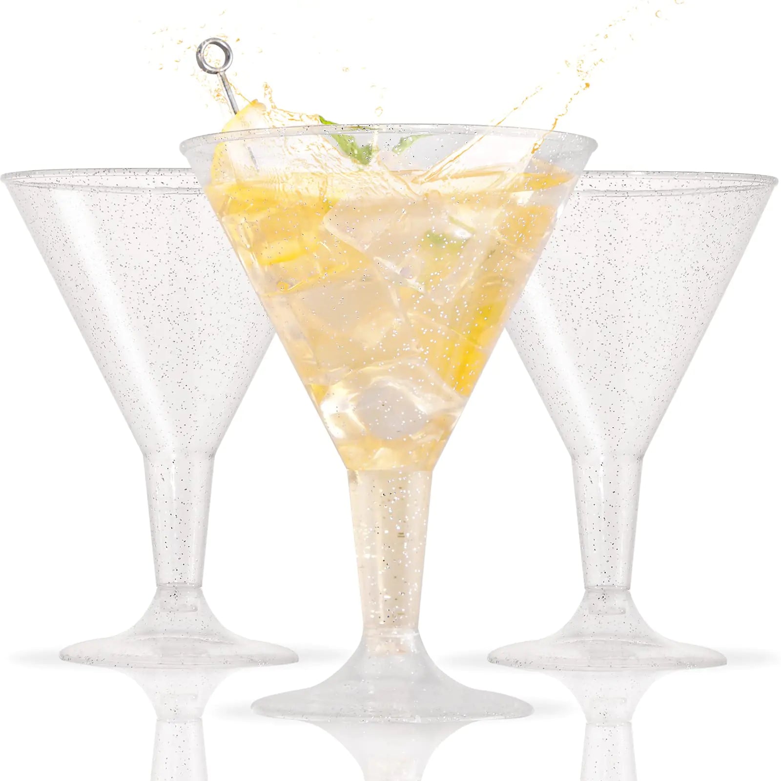 Liacere 24 Pack Silver Plastic Martini Glasses - 6.25oz Disposable Cocktail Glasses - Plastic Margarita Glasses - Plastic Cocktail Glasses Perfect for Wedding & Party & Birthday &Thanksgiving