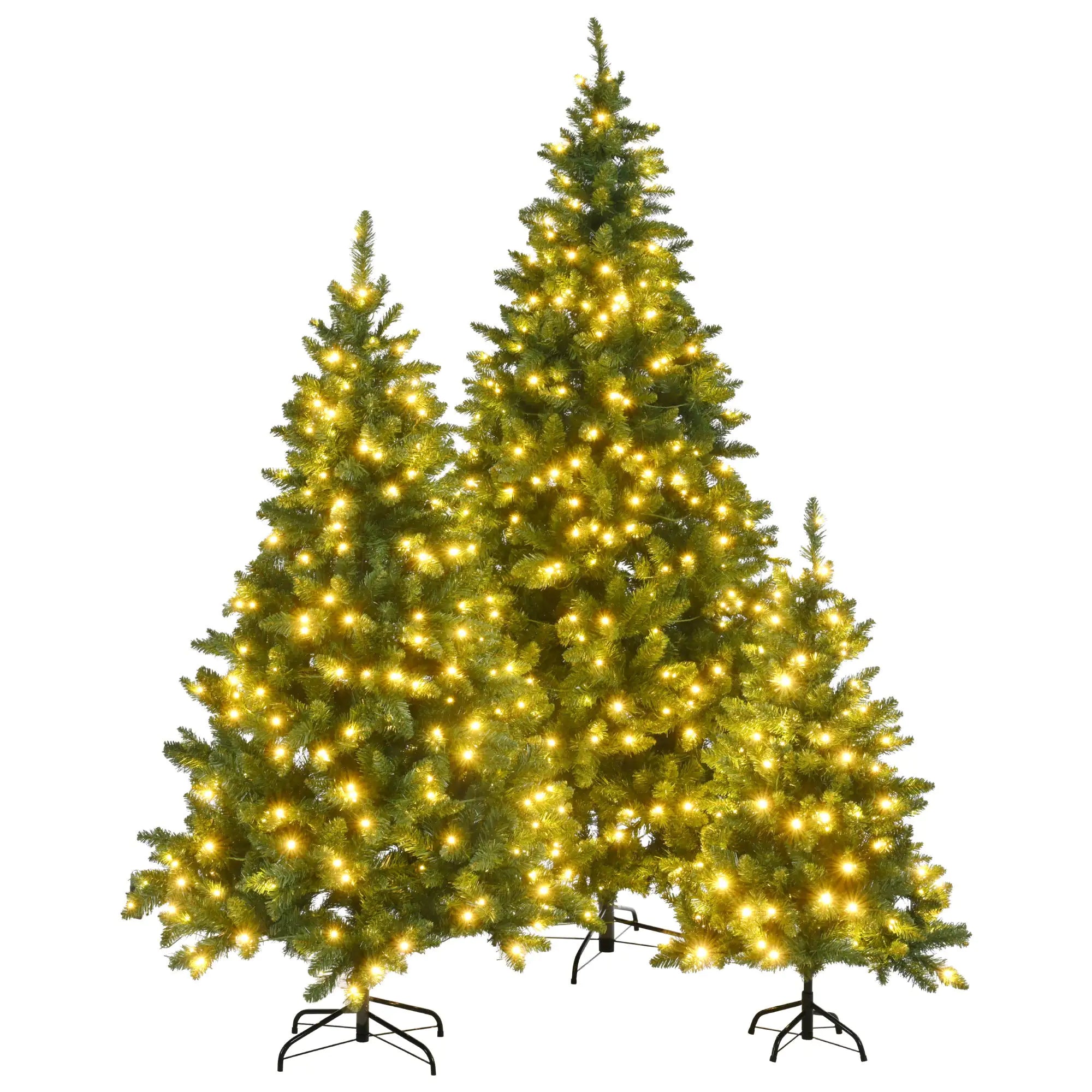 4ft / 6ft / 8ft Pre-Lit Green Pine Christmas Tree Set